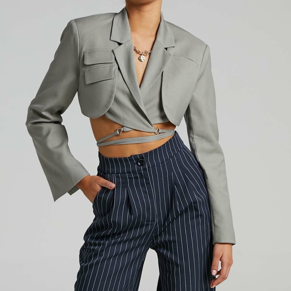 New Lioness Miami Vice Crop Tie Up Cropped Jacket Blazer